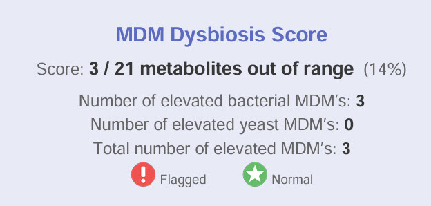 Example of the MDM Dysbiosis Score summary box